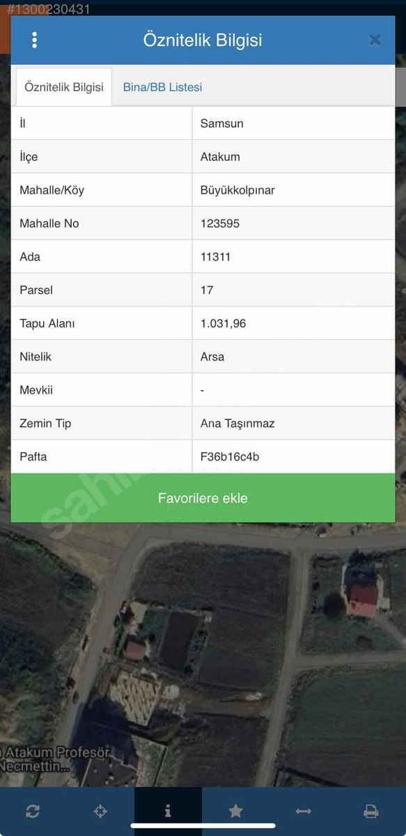 SAMSUN ATAKUM BÜYÜKKOLPINARDA KÖŞE PARSEL KAT KARŞILIĞI